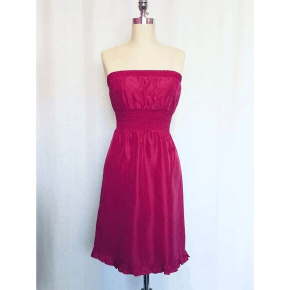 Anthropologie Women’s 4 Maeve Removable Strap Strapless Smocked Silk Dress - Picture 5 of 11